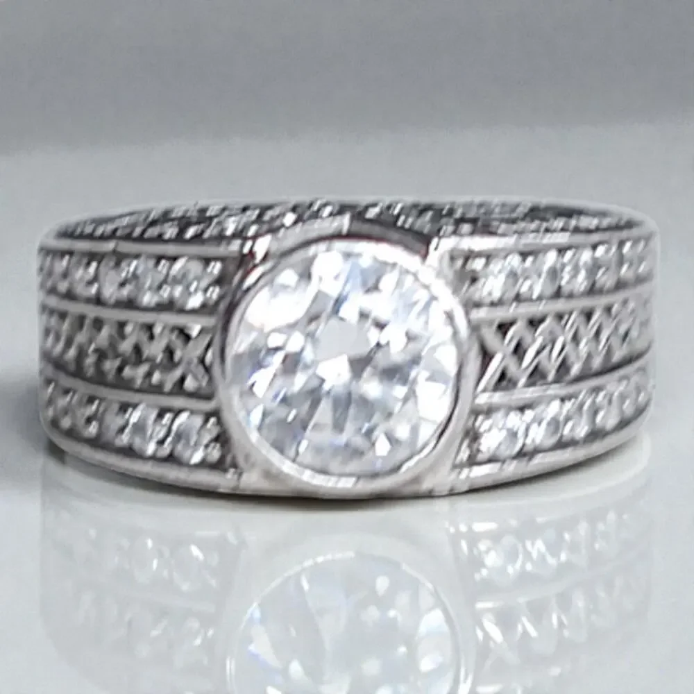 925 Sterling Silver Celtic CZ Openwork Dome Engagement Ring Irish Style Size 6